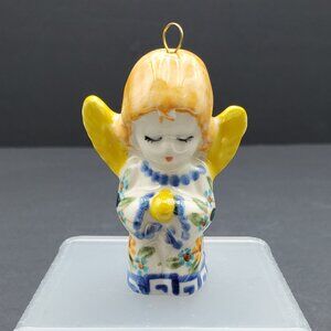 Kalich Polish Pottery Angel Ornament Kneeling Angel Christmas Tree Ornament